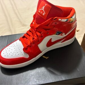 Red and White Air Jordan Sneakers